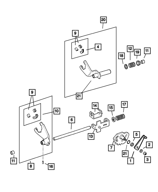 « 5003442AA – Transfer Case Model 242 [DHC, DHP] : Timonerie Du Levier De Sélection Palier pour Mopar Image »