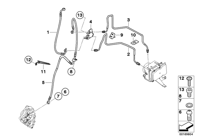 34328530490 - : Brake Pipe Control Circuit, Front for BMW-Motorrad Image
