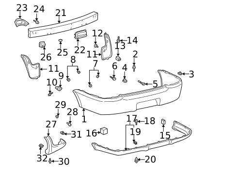 Bumper & Components - Rear for 2000 Toyota Echo #0