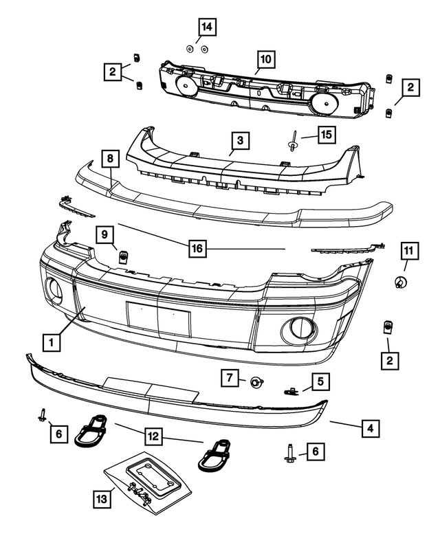 68002921AC - Frame, Bumper and Fascia: Front Fascia for Mopar Image