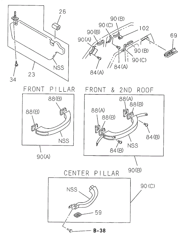 Sunvisor - Assist Grip for 1998 Acura SLX #0