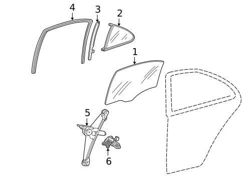 Glass - Rear Door for 2003 Mercedes-Benz C230 #0