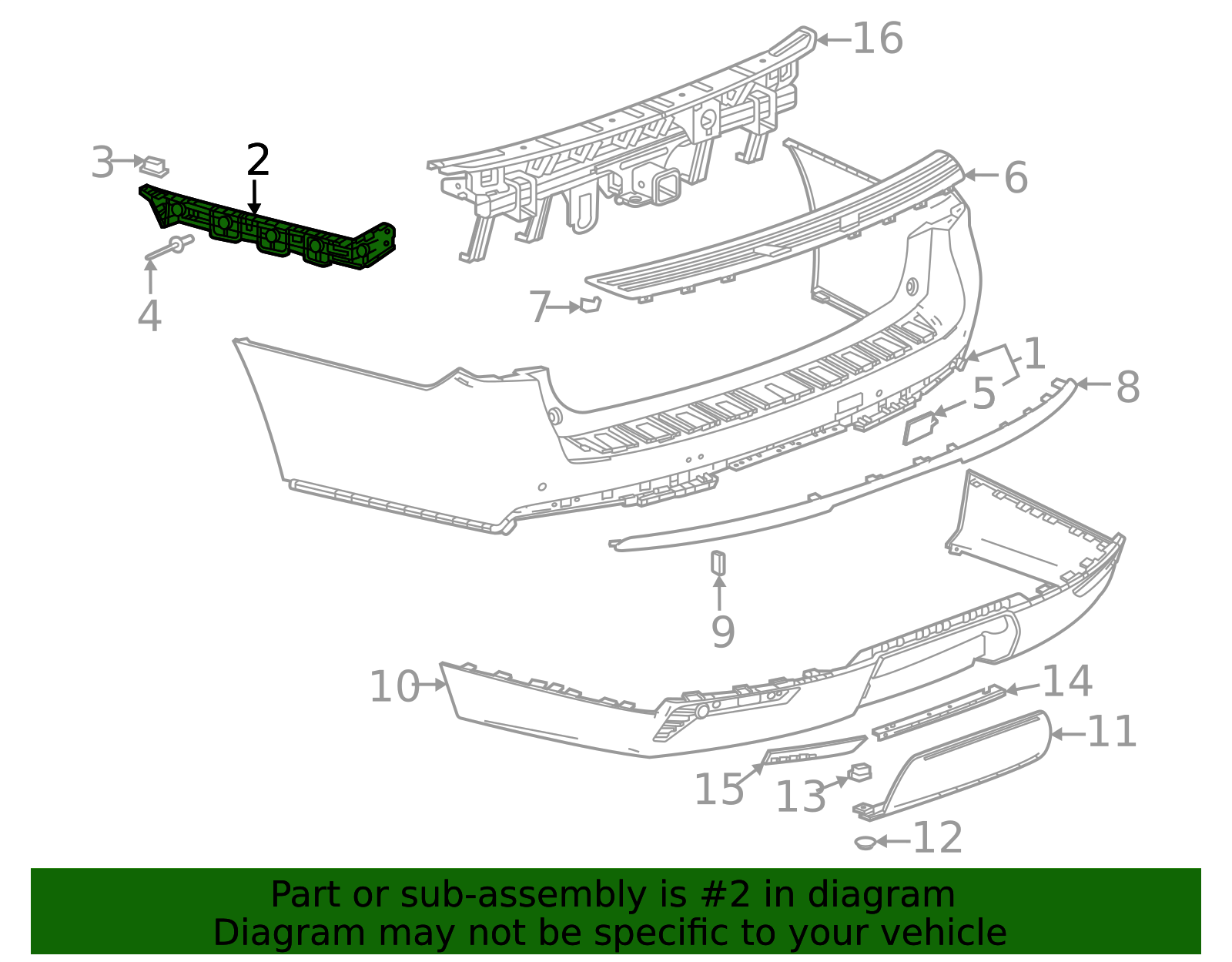 2021-2026 GM Driver Side Rear Bumper Fascia Guide 84856698 GM ...