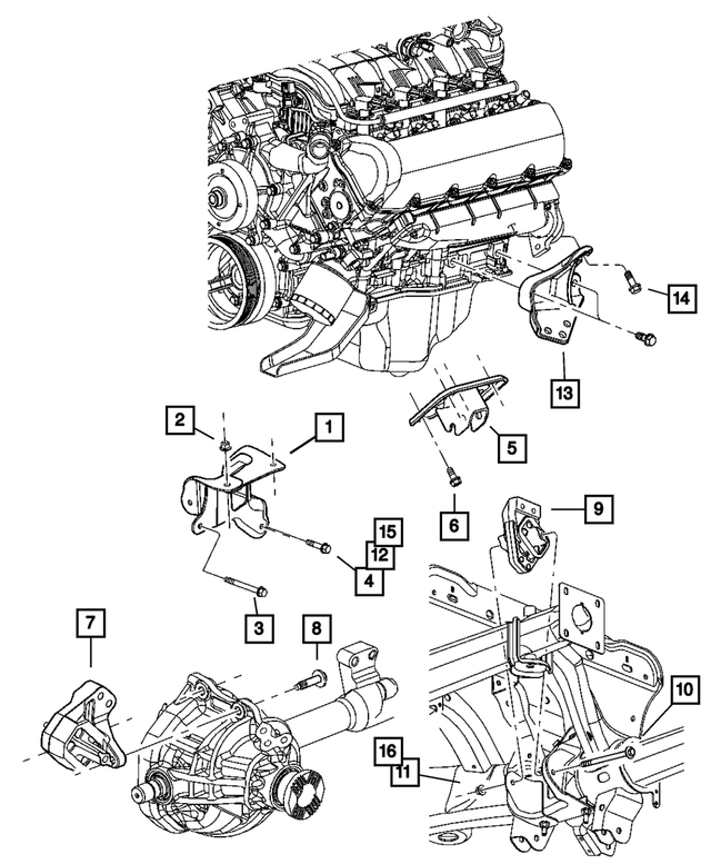 52005013AA - Engine Mounting: Engine Mount Bracket, Left for Mopar Image image