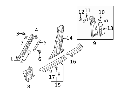 Interior Trim - Pillars for 2009 Kia Spectra #0