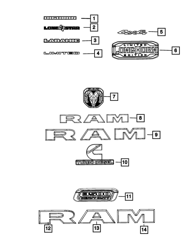68633247AA - Exterior Ornamentation: Tailgate Nameplate for Mopar Image image