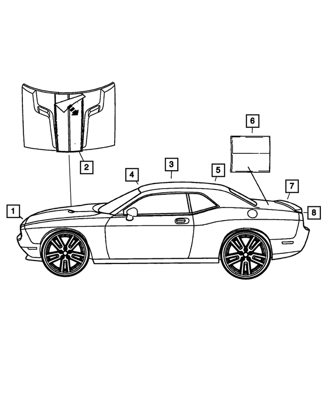 68065172AA - Exterior Ornamentation: Hood Decal for Mopar Image