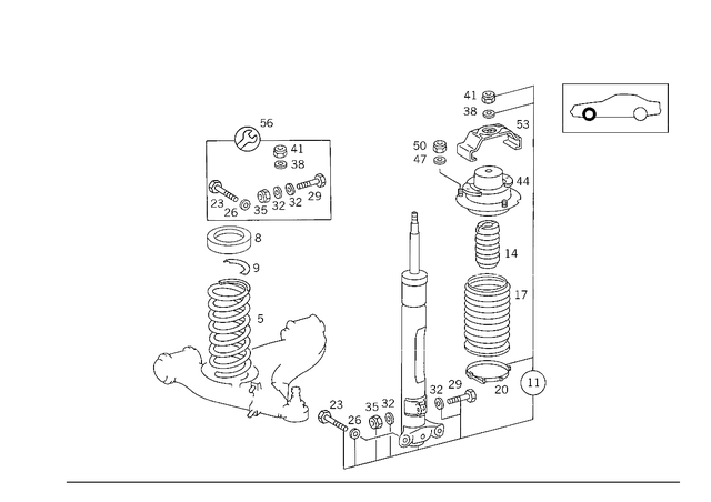 1293211704 - : Front Axle Spring for Mercedes-Benz: 300SL, 500SL, SL320 Image