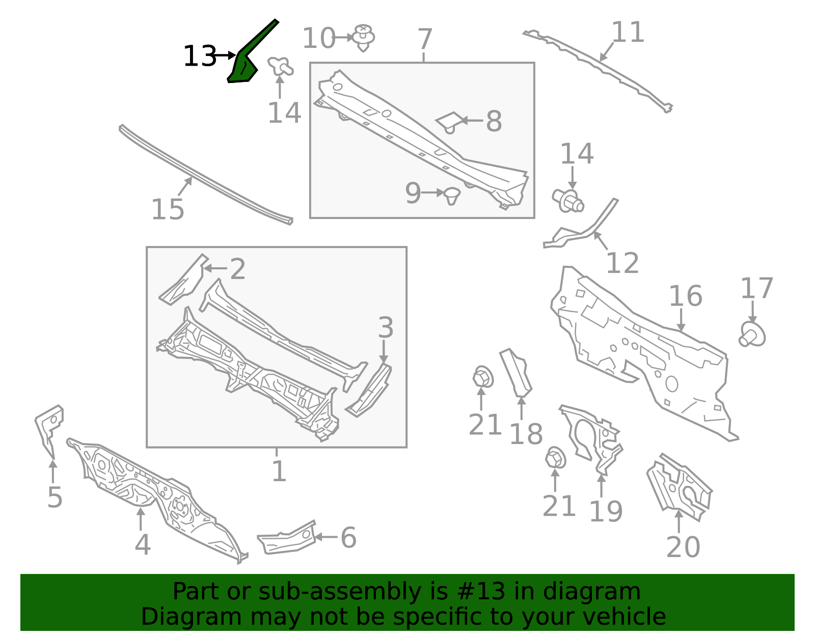 2012-2021 Subaru Cowl Side Panel 91423FJ010 | Subaru Online Parts