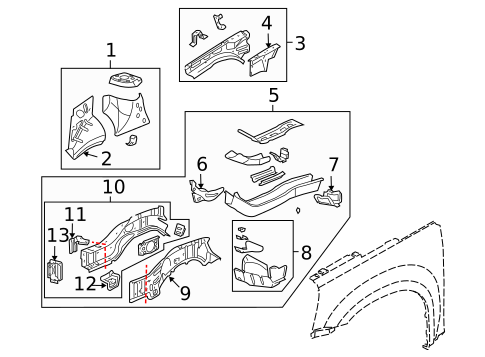Structural Components & Rails for 2006 Pontiac Torrent #0