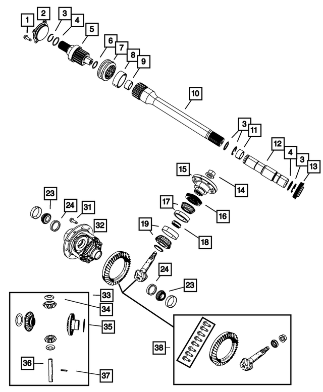 5015864AA - Front Axle; Corporate 205 MM Heavy Duty; Differential and Drive Line: Side Gear Thrust Washer Kit for Mopar Image