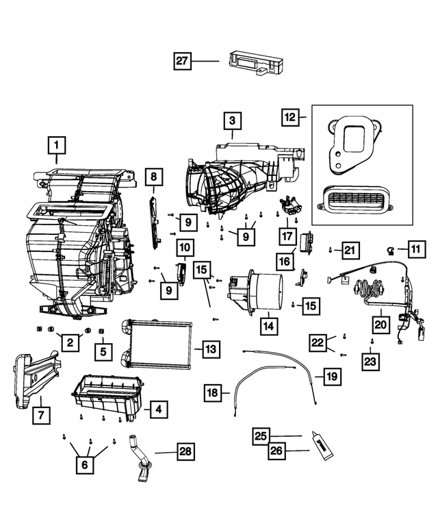 68093365AA - Air Conditioners and Heaters: A/c And Heater Lower Housing for Mopar Image