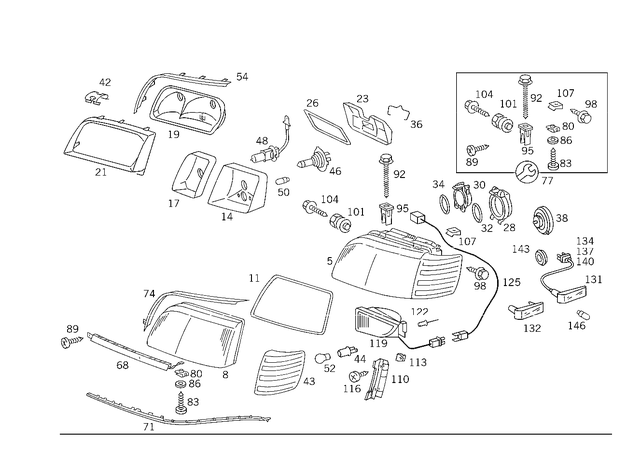 1408202661 - Electrical System: Lamp Unit for Mercedes-Benz: 300SD, 400SE, 400SEL, 500SEL, 600SEL, S420 Image image
