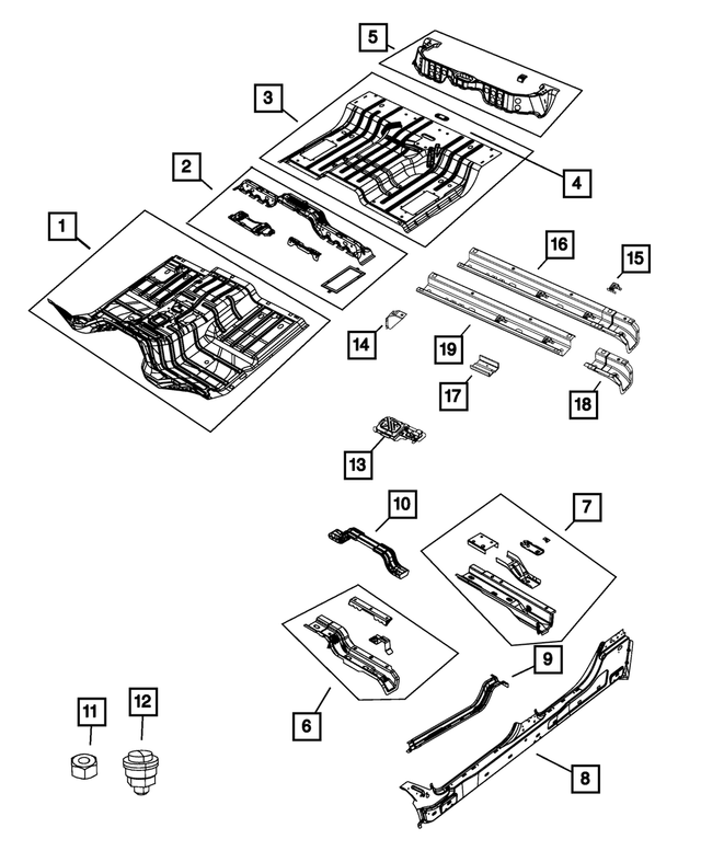 55372348AA - Body Sheet Metal Except Doors: Rear Floor Pan Panel for Mopar Image image