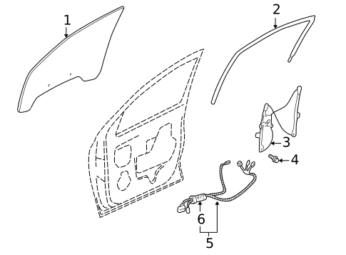 Glass - Front Door for 2002 Pontiac Aztek #0
