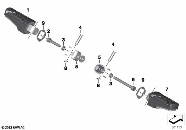 46718528795 - Frame and Mounting Parts: Footrest, Rear Left -  for BMW-Motorrad Image
