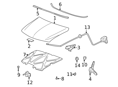 Hood & Components for 2004 Cadillac Escalade EXT #0