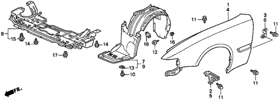 Front Fender (V6) for 1996 Acura TL #0