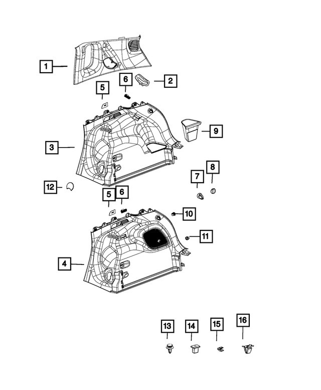 5ZW28PS4AC - Interior Trim: Quarter Trim Panel for Mopar Image