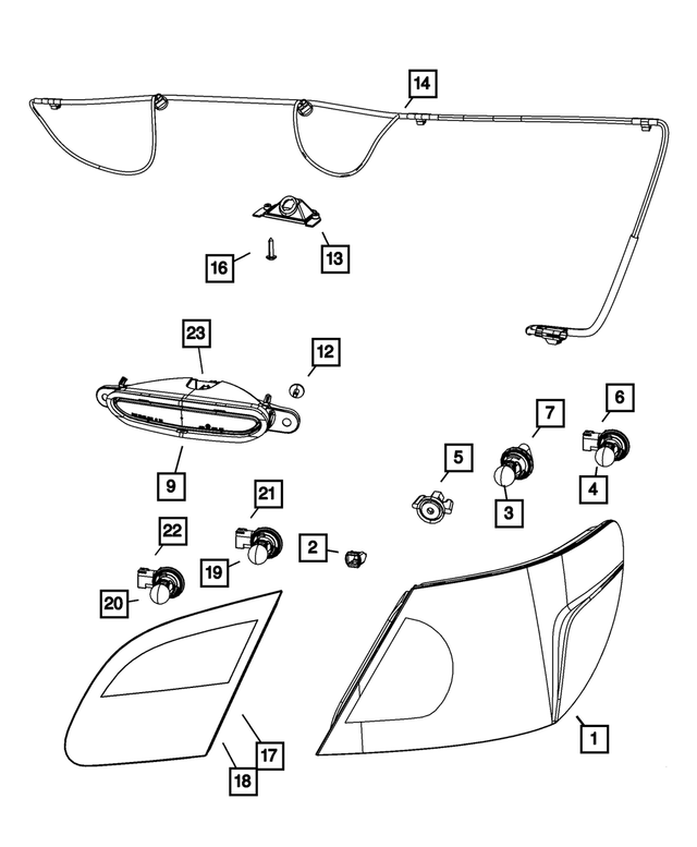 « 5303987AE – Electrical : Rouge, Stop, Direction Feu, Côté Gauche pour Mopar Image »