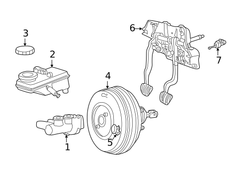 Master Cylinder - Components On Dash Panel for 2004 Ford Thunderbird #0