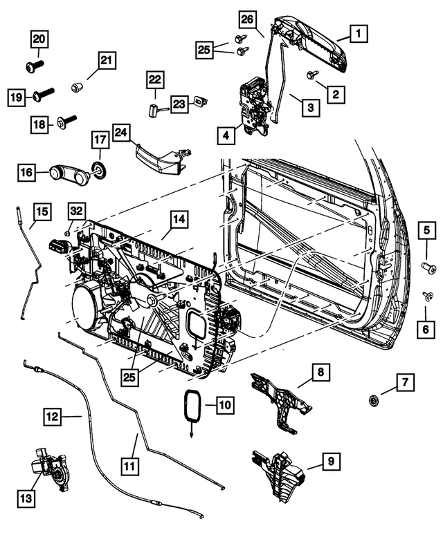 1UJ81JSCAJ - Doors, Door Mirrors and Related Parts: Exterior Door Handle, Left for Mopar Image image
