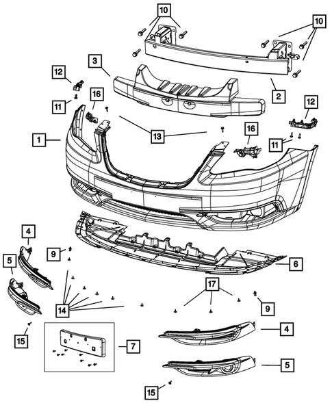 Front Bumper and Fascia for 2011 Dodge Avenger #0