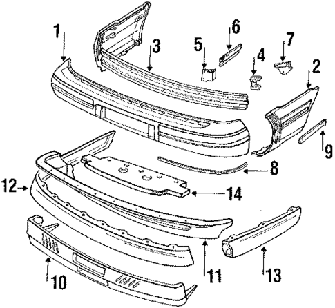 Bumper & Components - Front for 1990 Saab 900 #0