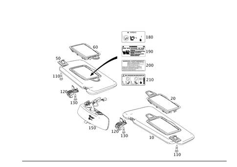 Sun Visor, Interior Mirror, Grab Handle for 2013 Mercedes-Benz SL550 #0