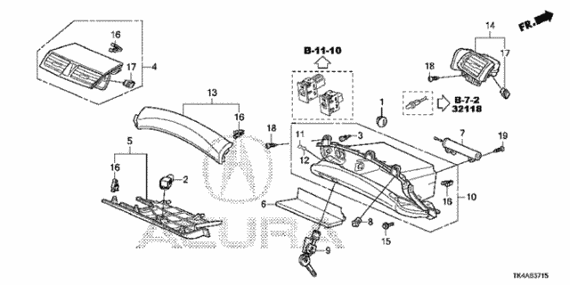 Instrument Panel Garnish (Passenger Side) for 2013 Acura TL #0