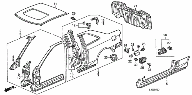 Outer Panel (Old Style Panel) for 1998 Honda Prelude #0