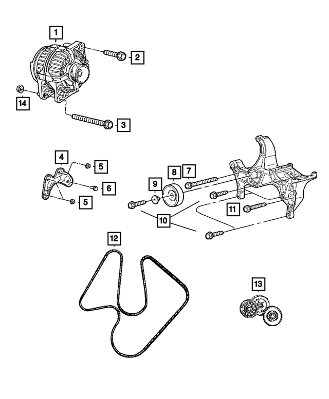 53034126AA - : Alternator And Compressor Bracket for Mopar Image