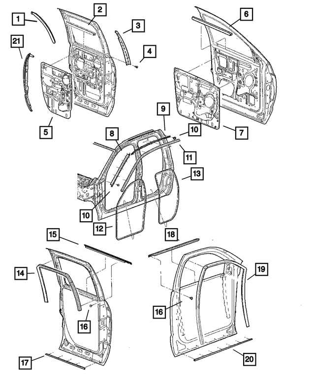 « 55276171AF – Doors and Related Parts : Porte Arrière Feuille D'etancheite, Côté Gauche pour Mopar Image »