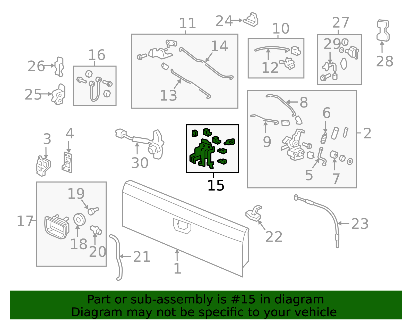 74870-T6Z-A01 - Tailgate Latch 2017-2019 Honda Ridgeline | Honda Parts ...