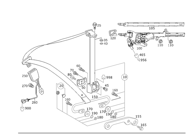 2098603285 - Driver Seat: Seat Belt for Mercedes-Benz: CLK320, CLK500, CLK55 AMG Image image