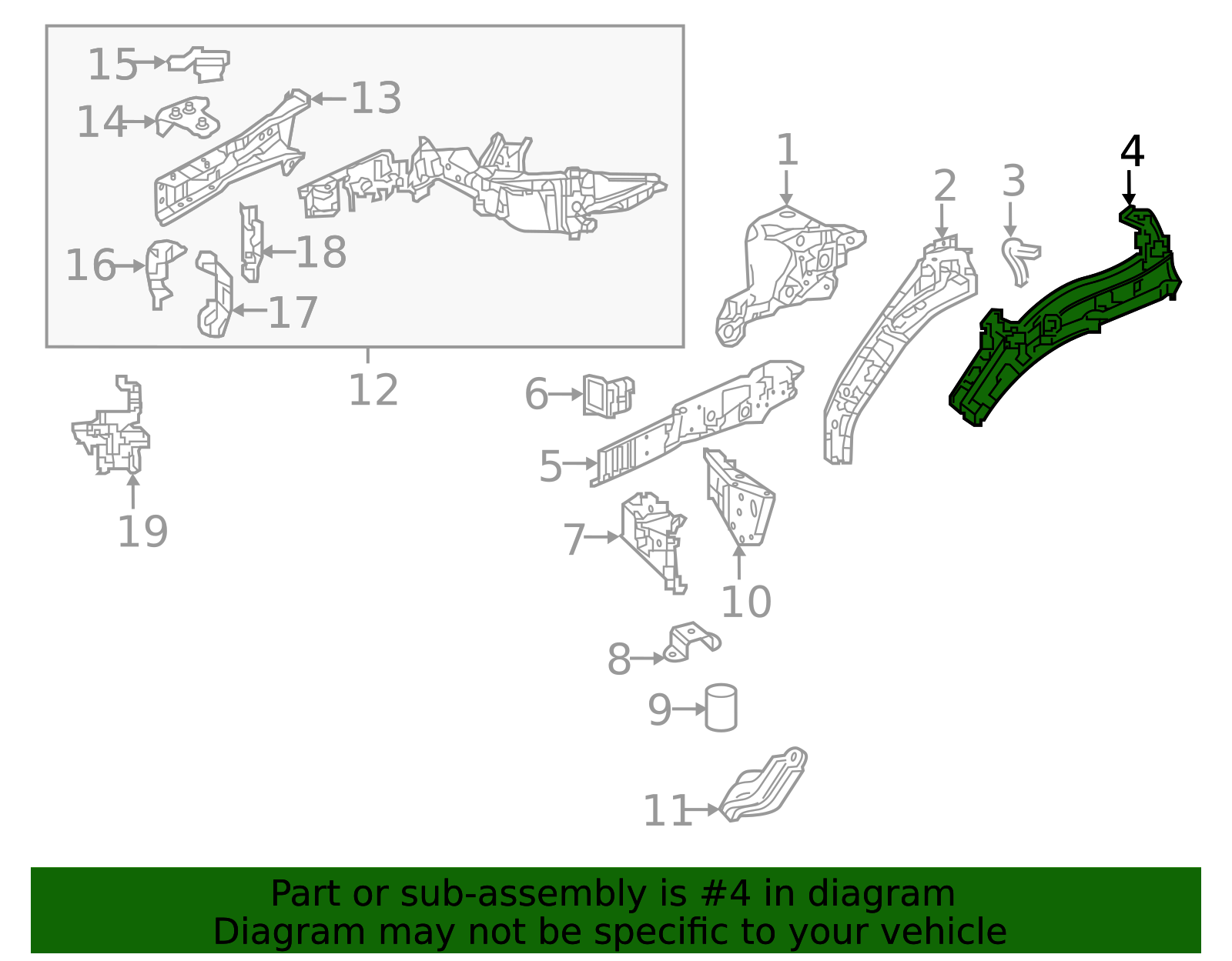 60710-T7W-A00ZZ - Member L Front Wheelhouse (Upper) - 2016-2020