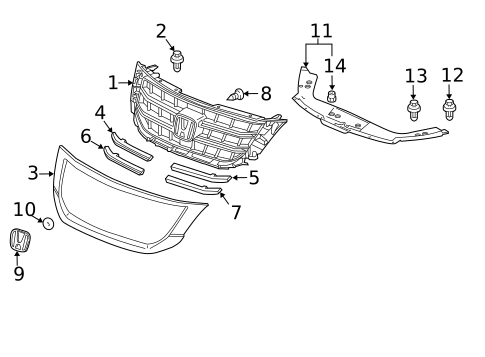 Grille & Components for 2015 Honda Crosstour #0