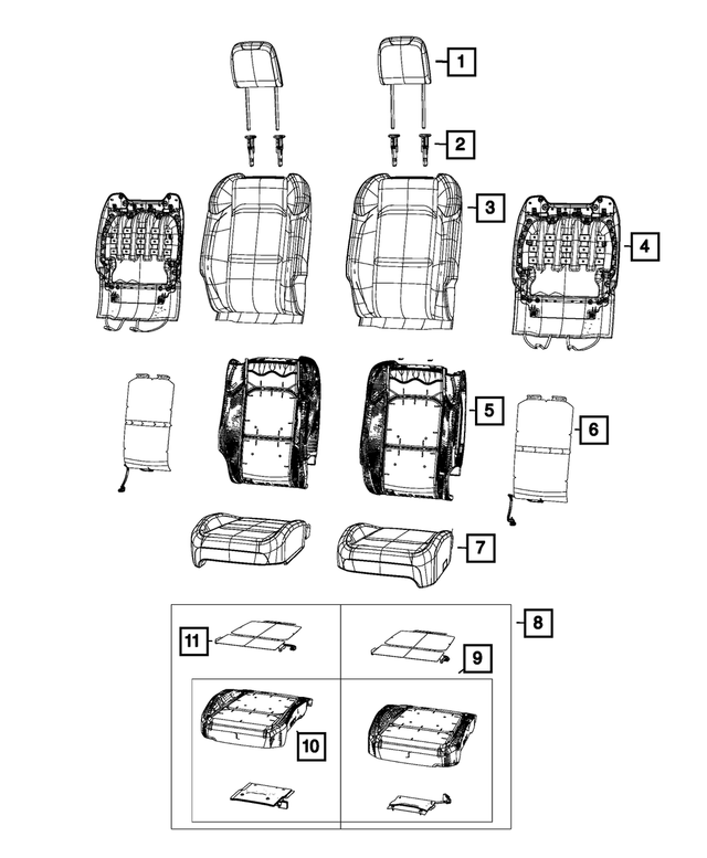 68281998AE - Interior Trim: Front Seat Back Foam, Right for Mopar Image