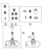 68001743AC - Wheels: Mounting Hardware Kit for Chrysler: 300, Pacifica, PT Cruiser, Sebring, Town &amp; Country | Dodge: Avenger, Caliber, Caravan, Charger, Grand Caravan, Journey, Magnum | Jeep: Commander, Compass, Grand Cherokee, Liberty, Patriot Image
