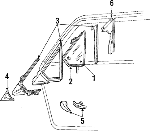 Vent Glass & Hardware for 1985 Mercury Lynx #0