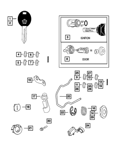 Lock Cylinders and Keys for 2006 Chrysler Pacifica #0