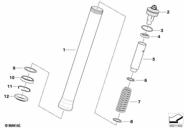 31428558477 - Front Axle, Front Suspension: Fork Tube with Slider Sleeves, Gold -  for BMW-Motorrad Image