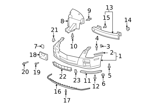 Bumper & Components - Front for 2009 Cadillac STS #0