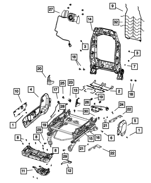 Front Seats - Adjusters, Recliners, Shields and Risers for 2012 Ram 1500 #1