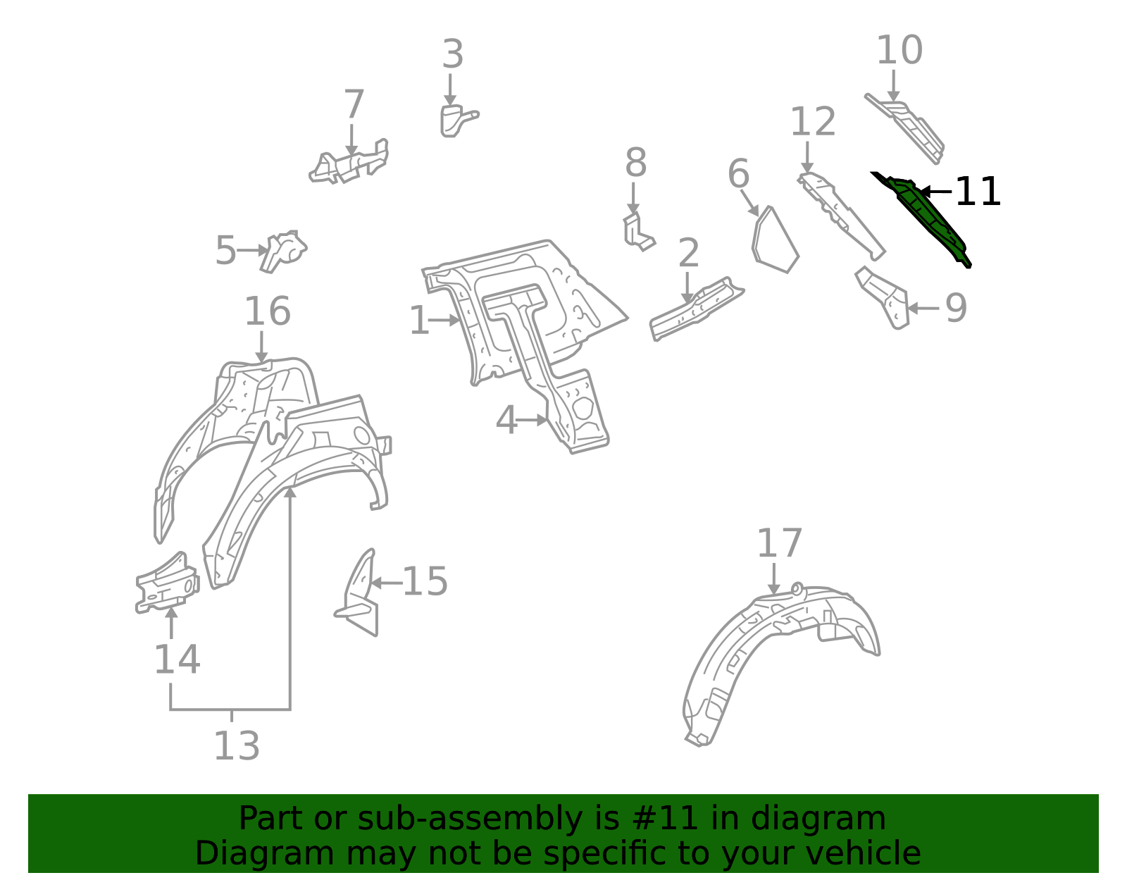61629-0E020 - Quarter Panel Reinforcement 2008-2013 Toyota Highlander ...