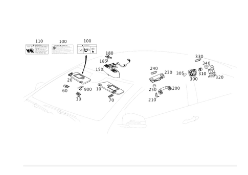 Sun Visor, Inside Rearview Mirror, Grab Handle for 2014 Mercedes-Benz C250 #0