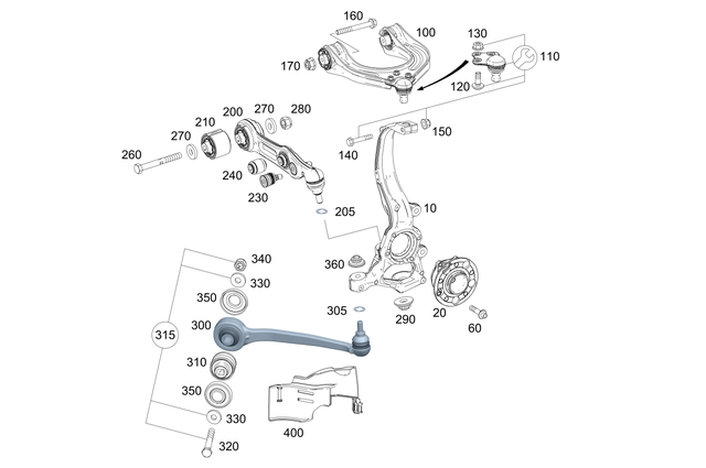 2313304607 - Front Axle: Transverse Control Arm for Mercedes-Benz: SL550 Image image