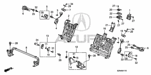 Rear Seat Components for 2012 Acura ZDX #0
