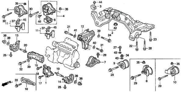 Engine Mount (2) for 1995 Honda Civic del Sol #0