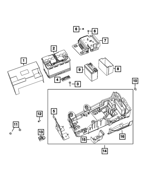 Battery, Battery Tray and Cables for 2025 Jeep Gladiator #1